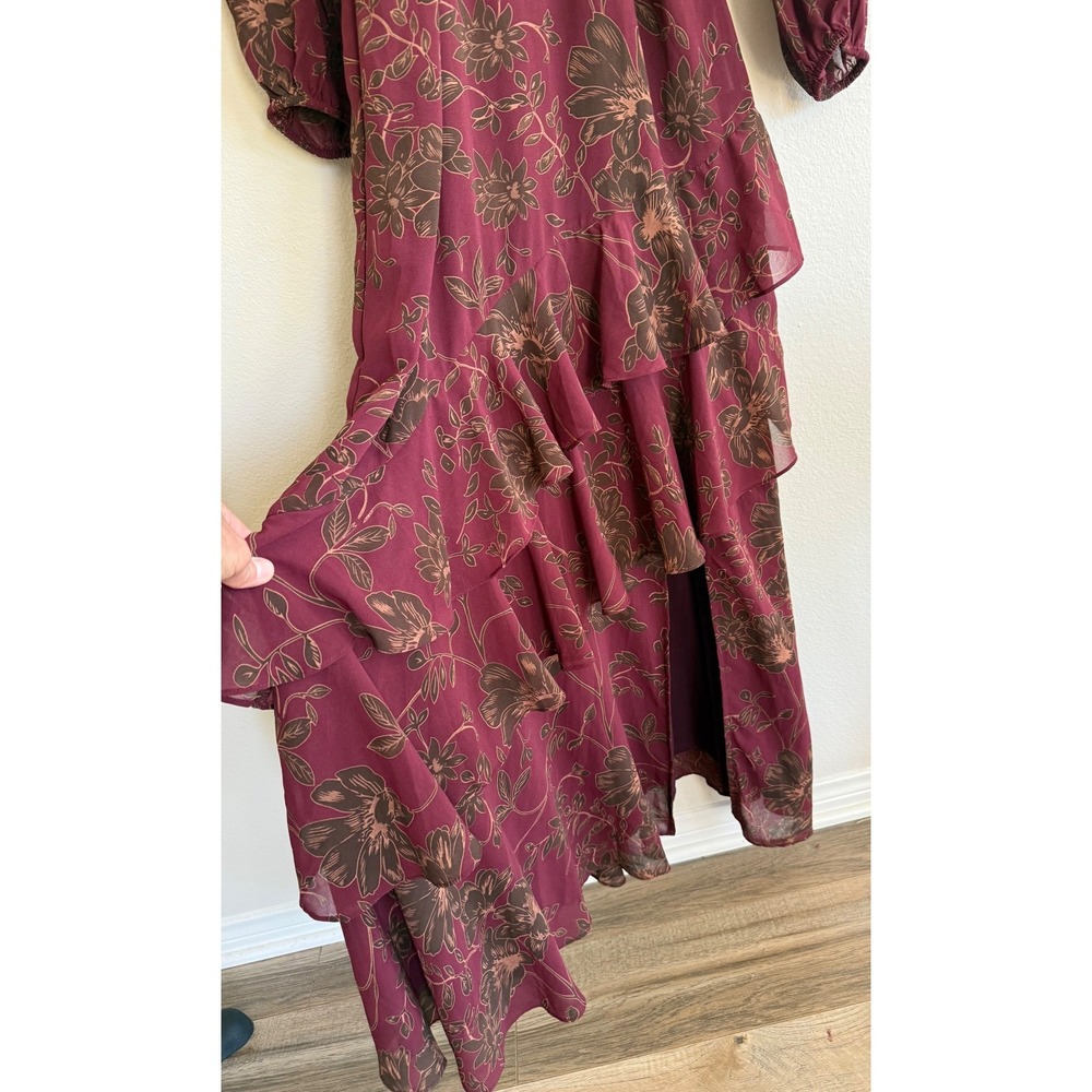 ASTR The Label Biella Plum Floral Cutout Ruffle Maxi Dress Size XL wedding event - Picture 2 of 11